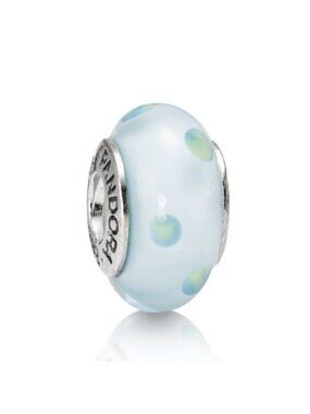 Pandora Murano Glass Teal  Blue Green Polka Dots 790605 ALE 925